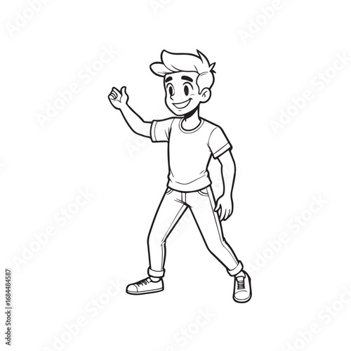 Handsome Man Black and White Illustration Vector Image Male Portrait Fashion Sketch Line Art Design	