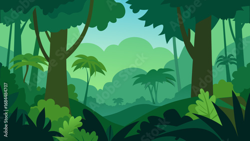 Behold the Dense Jungle Canopy View Rich Nature Vector Illustration Art