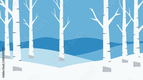 Discover a White Birch Forest in Winter Serene Nature Vector Illustration