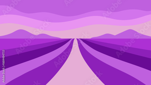 Wander a Purple Lavender Field Stretching Far Stunning Nature Vector Design