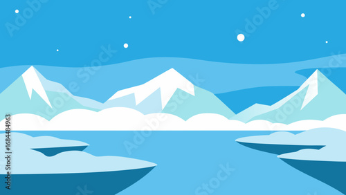 Explore the Icy Arctic Tundra Landscape Harsh Nature Vector Illustration