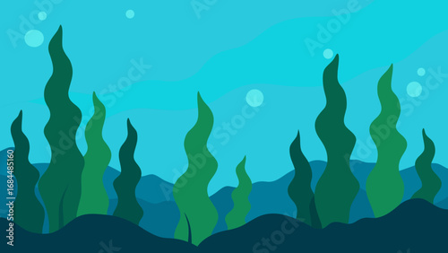 Swaying Kelp Forest Nature Vector Art Illustrating Underwater Ecosystem