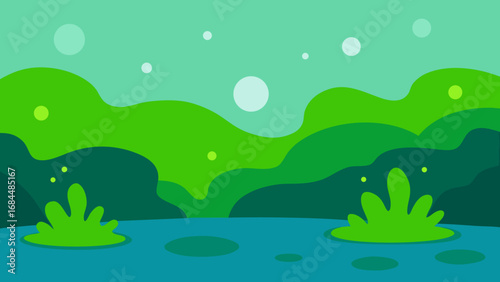 Vibrant Algae Bloom Nature Vector Graphic Depicting Dynamic Aquatic Growth