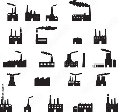 Factory Building Silhouette Graphics