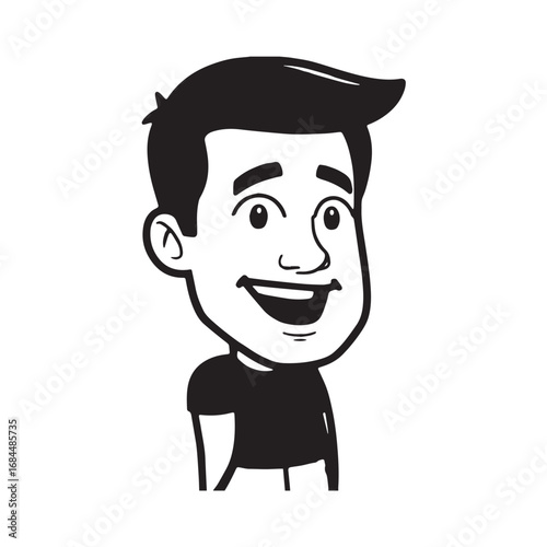 Handsome Man Black and White Illustration Vector Image Male Portrait Fashion Sketch Line Art Design