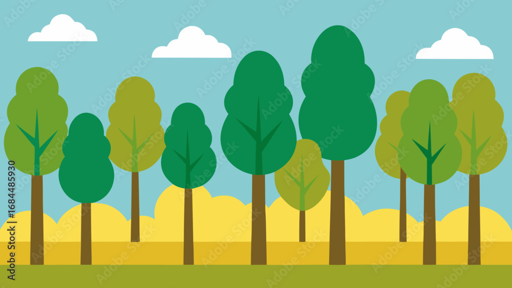 Fototapeta premium Graceful Poplar Grove Nature Vector Artwork Portraying Elegant Tree Cluster