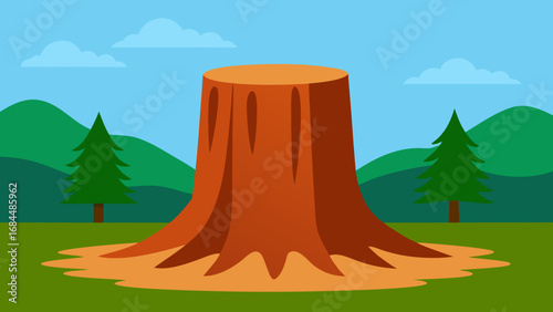 Massive Redwood Stump Nature Vector Image Illustrating Ancient Tree Remains