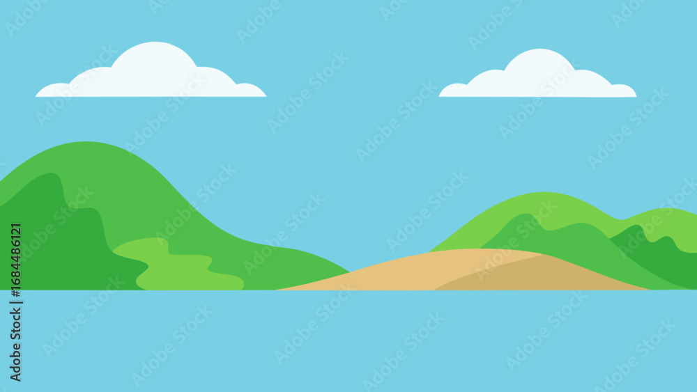 Fototapeta premium Explore Calm Still Inland Sea a Tranquil Nature Vector Illustration