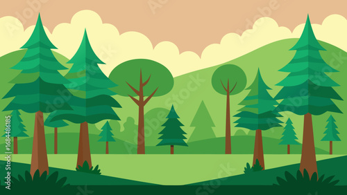 Peaceful Calm Temperate Forest a Serene Nature Vector Illustration