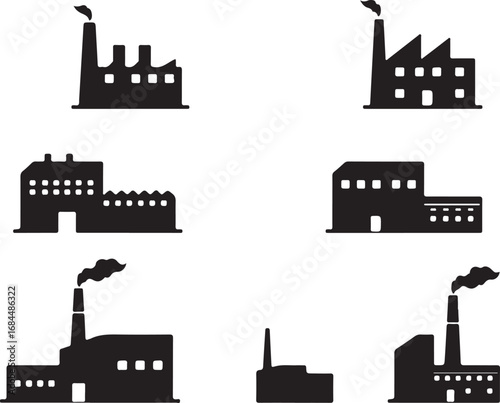 Factory Silhouette Icon Set