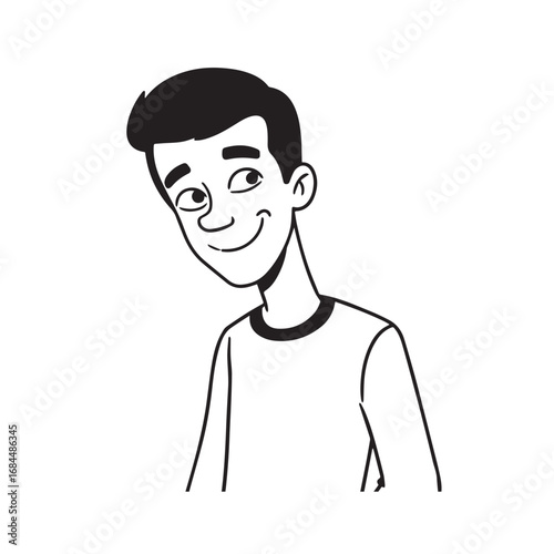 Handsome Man Black and White Illustration Vector Image Male Portrait Fashion Sketch Line Art Design