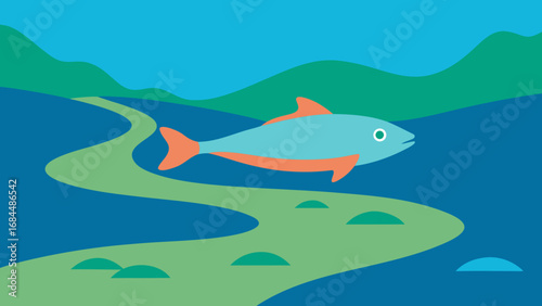 Graceful Fish Swimming in a Clear Stream a Pure Nature Vector Image