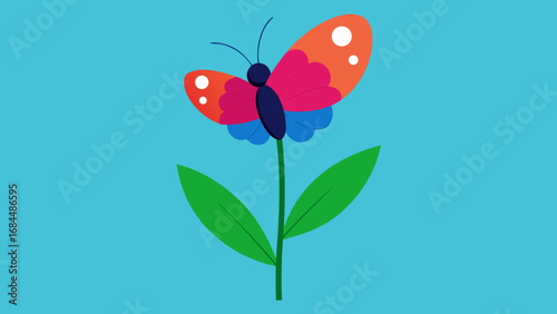 Colorful Butterfly Perched on a Flower a Vibrant Nature Vector Artwork