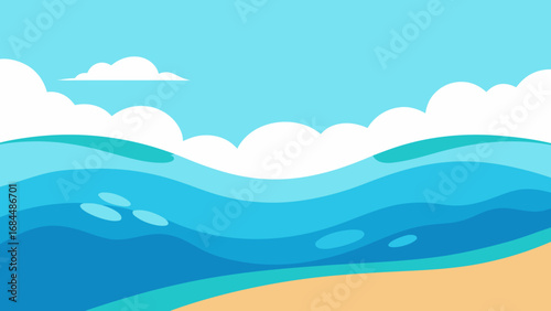 Delicate Tide Pools on a Sandy Beach Nature Vector Illustration