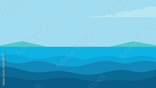Expansive Open Ocean Vector Nature Illustration Vast Blue Sea Water