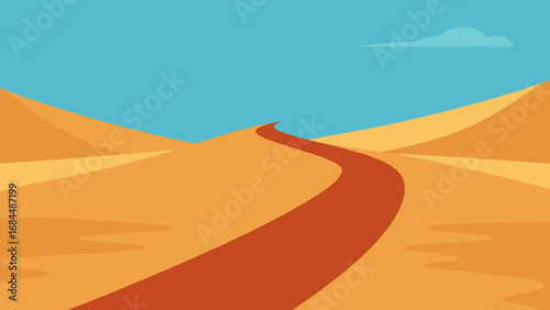 Arid Desert Trail Vector Nature Illustration Sandy Wilderness Path
