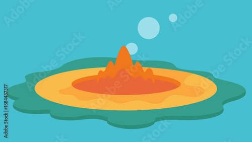 Bubbling Hot Spring Vector Nature Illustration Thermal Water Feature