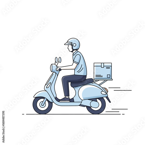 Speedy delivery service with scooter illustration showcasing modern logistics solutions