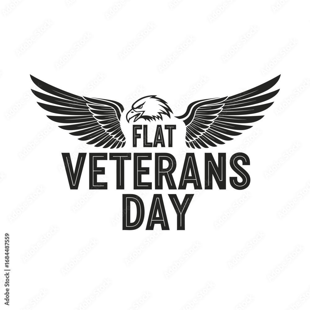 Fototapeta premium Majestic eagle symbol with text, celebrating the gratitude and honor for military veterans