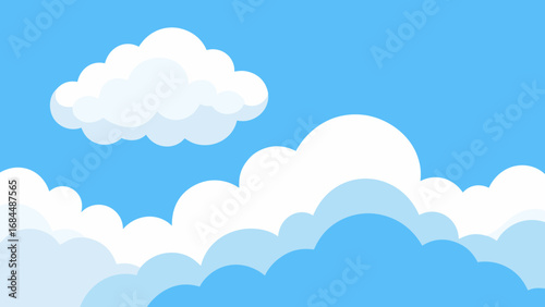 Open Sky Fluffy White Clouds Vector Nature Illustration Clear Weather