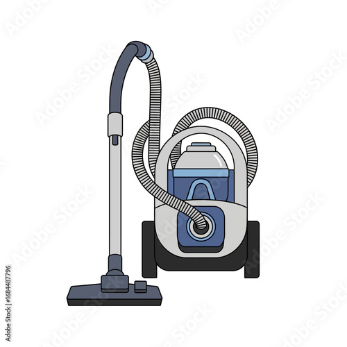 Stylized vacuum cleaner illustration, conveying domestic cleanliness and streamlined design