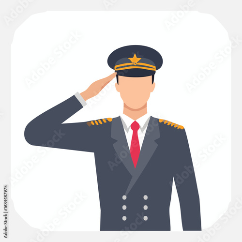 Pilot Saluting: Flat Icon Design
