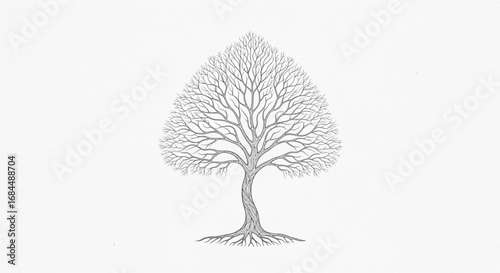 Drawing of bare tree silhouette vector illustration for nature art print and botanical design projects use