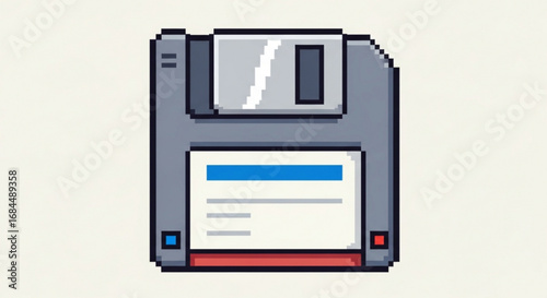 Download pixel art floppy disk vector illustration for retro tech and vintage computer storage design projects