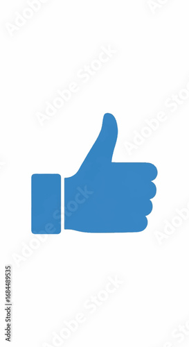A blue thumbs-up gesture icon on a plain white background, symbolizing approval or liking.