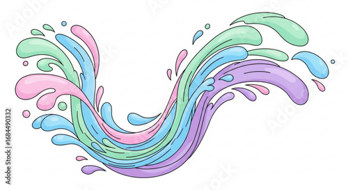 Pastel wave vector illustration design element for graphic design and creative projects with splash effect art