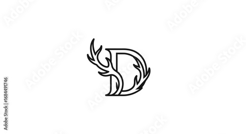 Elegant letter D logo with botanical accents evoking nature and sophistication