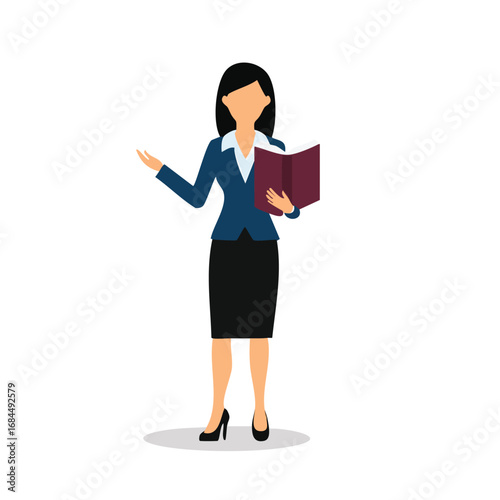 Businesswoman Presenting Book, Modern Style