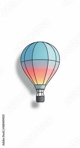 Colorful Hot Air Balloon Illustration on White Background.