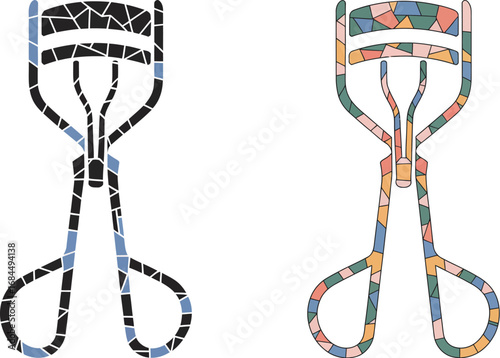 Eyelash curler beauty tool makeup accessory fashion cosmetic icon set