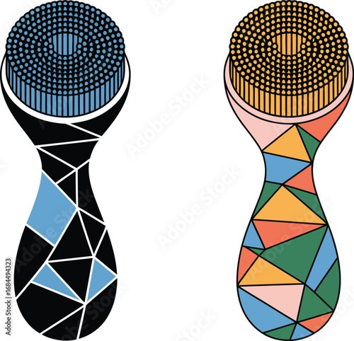 Facial cleansing brush illustration skincare beauty product art