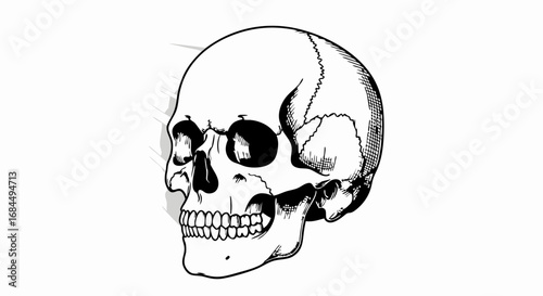 Vector Line Art SVG Illustration of Human Skull in Monochrome Minimalist Style for Digital Art and Medical Design