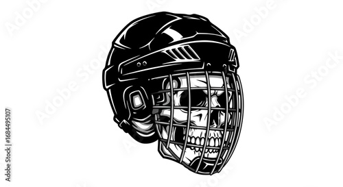 Vector SVG Illustration of Hockey Mask with Skull Design in Modern Flat Style for Sports and Gaming Applications