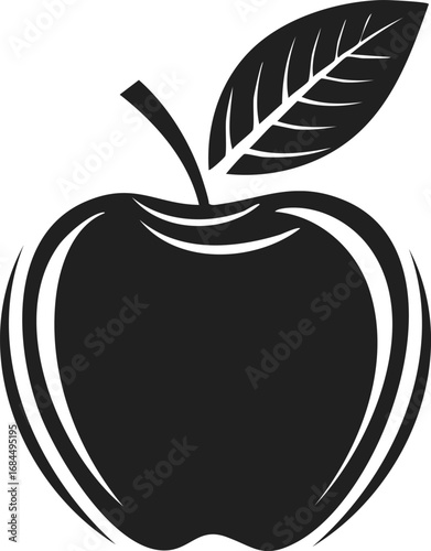Apple Fruit Vector Logo in Black and White Minimalist Style, Perfect for Modern Branding and Identity Design

