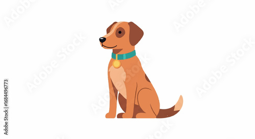 Cute Brown Dog Sitting with Collar.