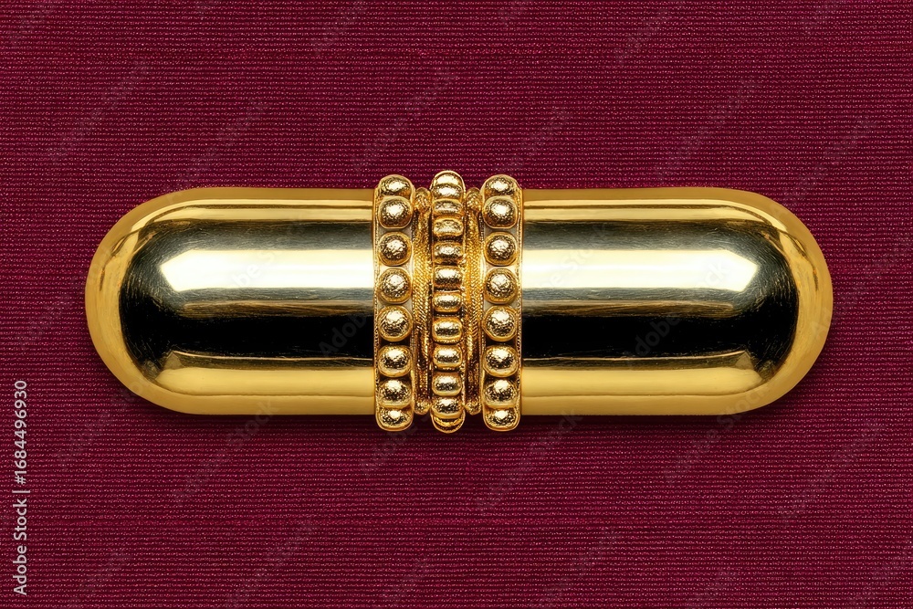 Naklejka premium Polished gold oblong clasp with beaded accents