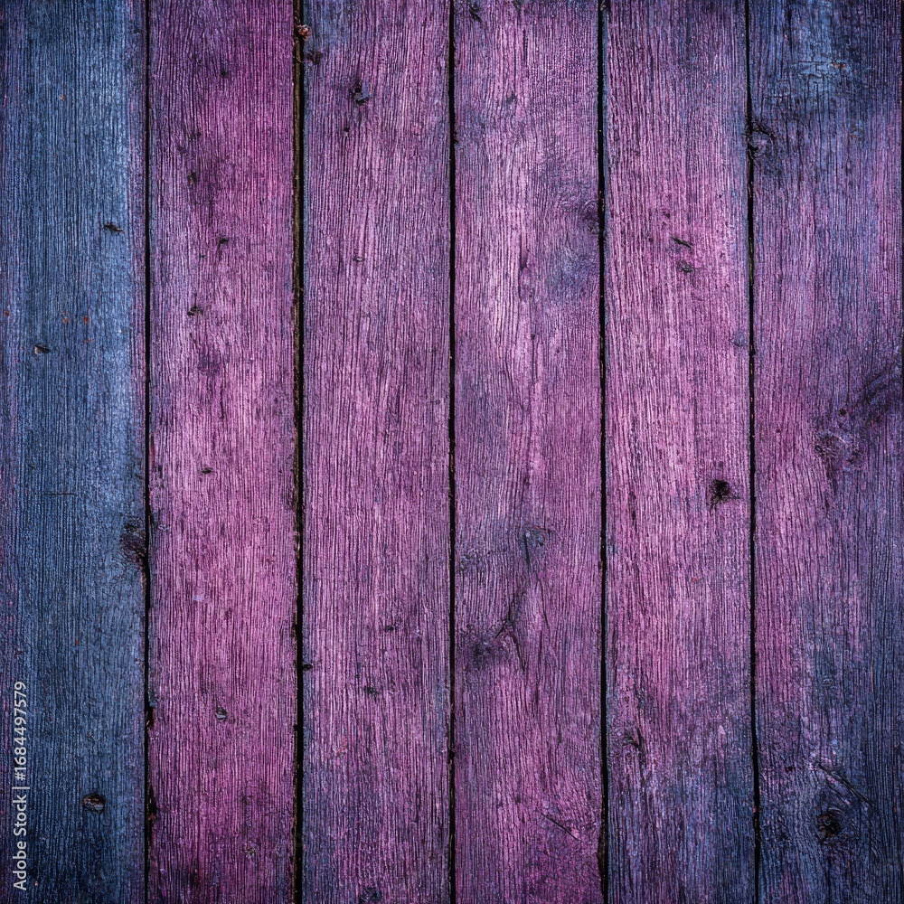 Fototapeta premium Vertical, purple-hued wood planks, weathered texture
