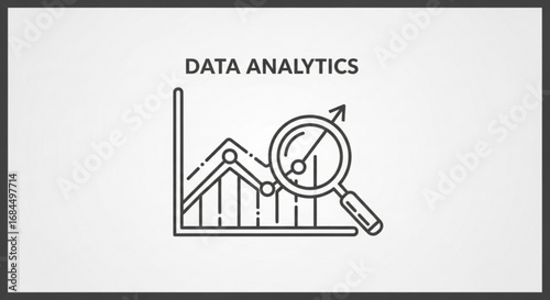 Data analytics chart analysis and growth with magnifying glass for business intelligence and insights