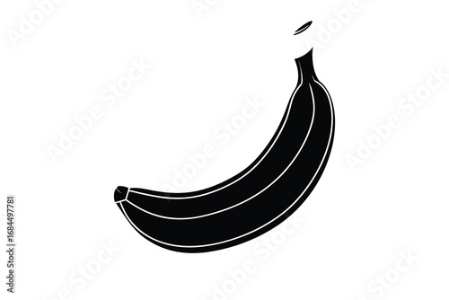 A stylized black silhouette of a bunch of bananas with a textured outline isolated on white background