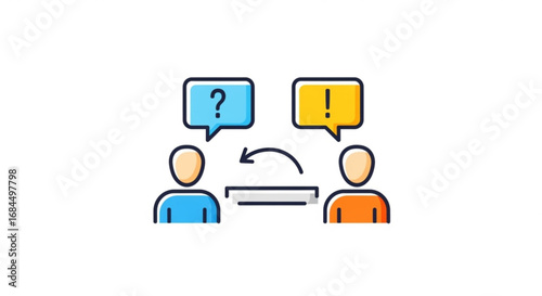 Communication exchange of information between people with question and answer for understanding ideas