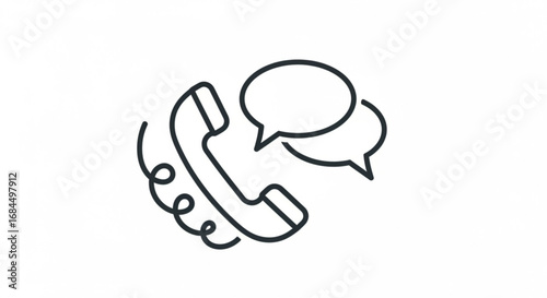 Telephone communication vector icon illustration with speech bubble for contact us support and service