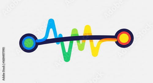 Colorful waveform illustration for audio signal processing and data visualization analysis and representation