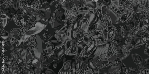 Abstract dark gray organic fluid texture with glossy highlights and deep shadows creating a flowing liquid pattern for backgrounds and design elements