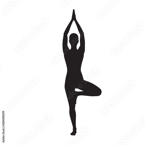 Silhouette of a yoga pose against a solid white background