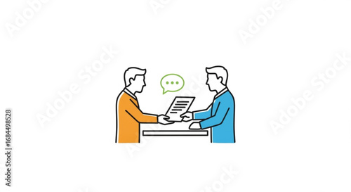 Business meeting discussion contract negotiation agreement review document exchange communication concept design
