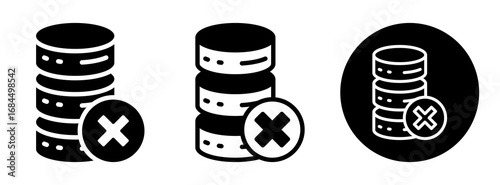 Database Failure Icon Collection Glyph & Mixed Style